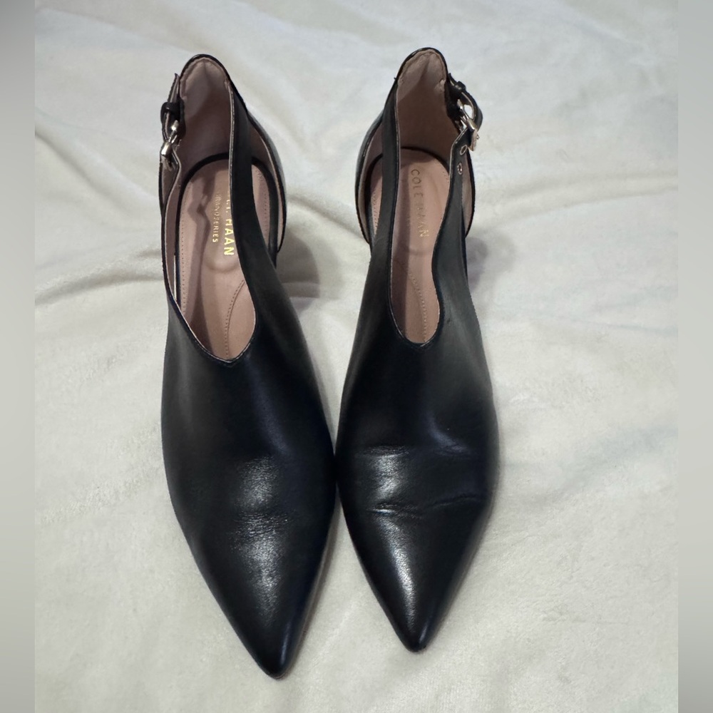 Cole Haan VIERA POINTED TOE PUMP IN BLACK PRINCESS/ FIRENZE CROC Size 10B Leathe - Picture 3 of 12